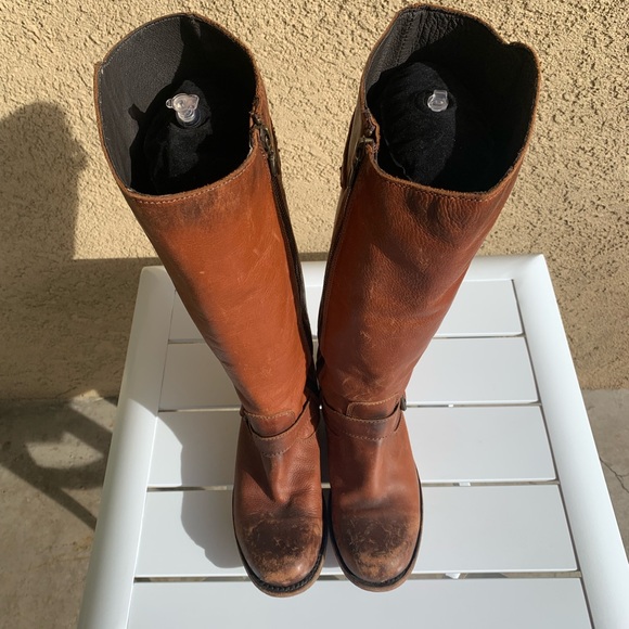 Liberty Black brown distressed all leather tall boots size 6 - Picture 6 of 16